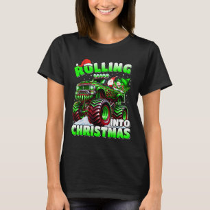 Camiseta Entrando no Natal Caminhão Monstro Feriado Meninos