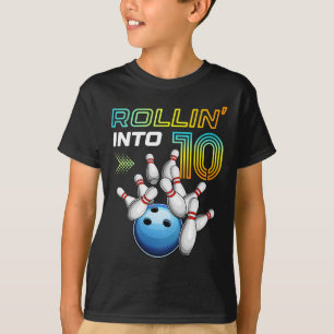 Camiseta Entrando nos 10 Aniversário Retro de Boliche de 10