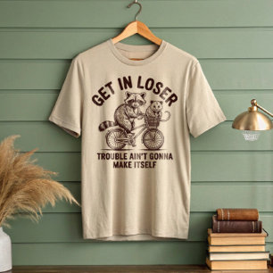 Camiseta Entre Na Bicicleta Da Oculta Raccoon Perdedora