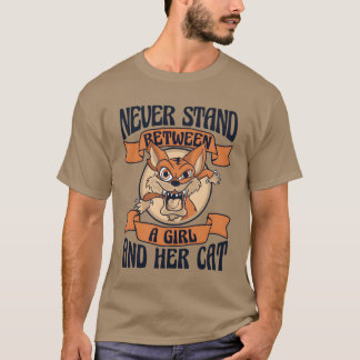 Camiseta Entre Uma Rapariga E Seu Gato De Gato Amam Pai De