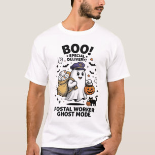 Camiseta Entrega de Halloween no Modo Fantasma do Trabalhad