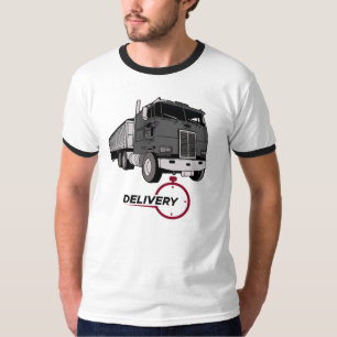 Camiseta Entrega Rápida Relógio de Parar Caminhão Semi-rebo