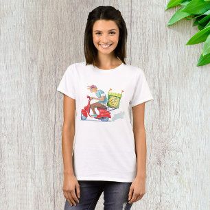 Camiseta Entregador de Pizza em Scooter Vermelho
