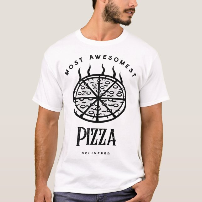 Camiseta Entregar Comida à loja de pizza de queijo (Frente)