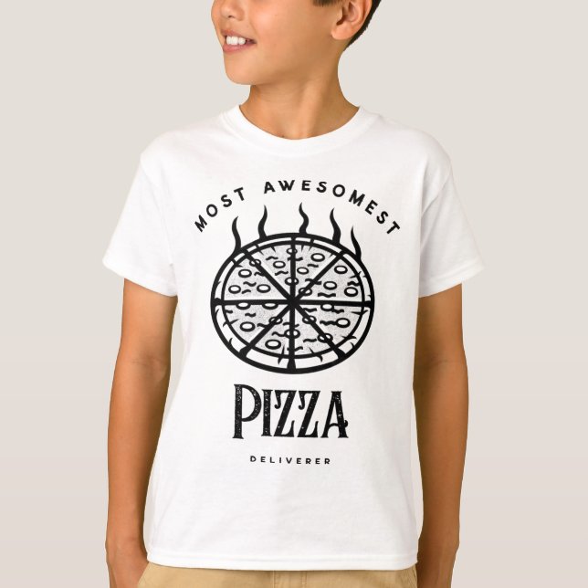 Camiseta Entregar Comida à loja de pizza de queijo (Frente)