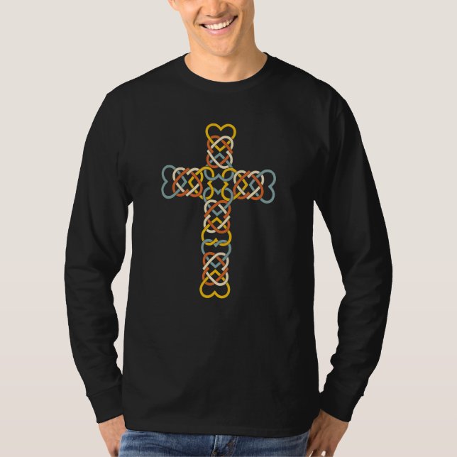 Camiseta entrelacemento de coração de cruz celta (Frente)