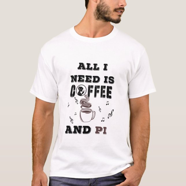 Camiseta Entusiasta da Música Café e da Matemática Pi (Frente)