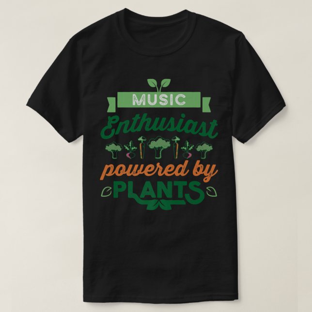 Camiseta Entusiasta de Música com as Plantas Vegan Gift (Frente do Design)