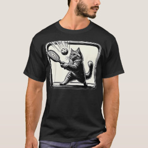 Camiseta Entusiasta de Pickleball Amante de Gatos Remo