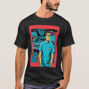 Camiseta Entusiastas do carro vintage Mecano do carro com e