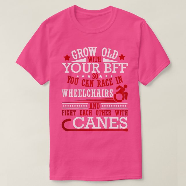 Camiseta Envelhecer Com Seu BFF Para Que Você Possa Correr  (Frente do Design)