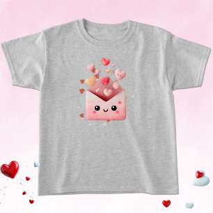 Camiseta Envelope Kawaii do Dia dos Namorados com Corações