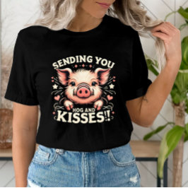 Camiseta Enviando seu porco e Namorados de beijo Porco Ador