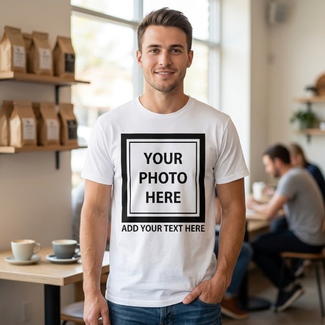 Camiseta Enviar foto & adicionar texto – Personalizar (Criador carregado)