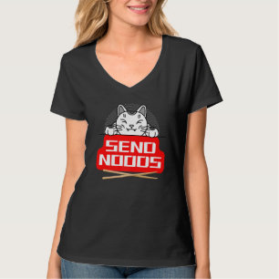 Camiseta Enviar Noods de Cat Japonês com Chopsticks