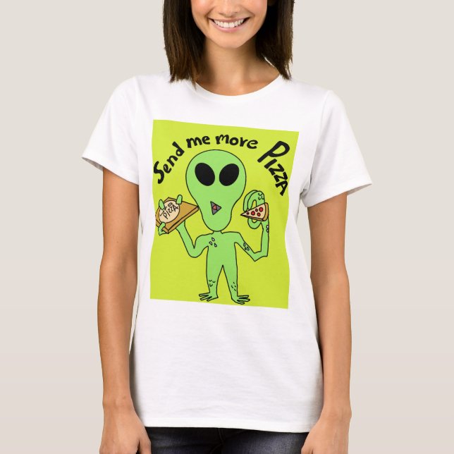 Camiseta envie-me mais pizza ufo (Frente)