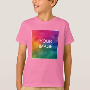 Camiseta Envie sua foto de texto para meninos jovens rosa
