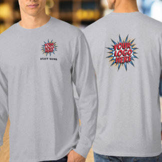 Camiseta Envio de Nome e Logotipo Cinza Manga Longa 