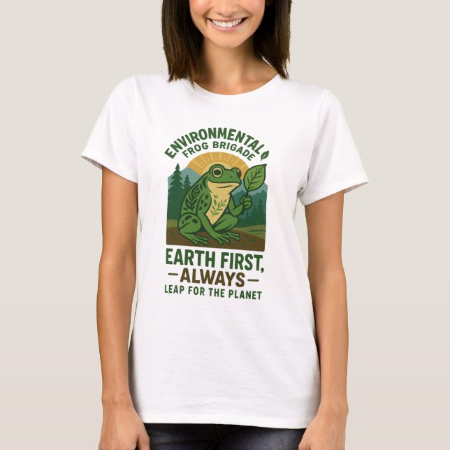 Camiseta Environmental Frog Brigade – Earth First, Always (Frente)