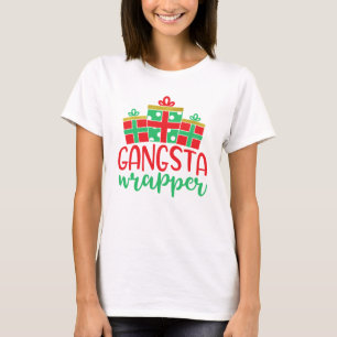 Camiseta Envoltório de Gângster Natal Divertido Festa