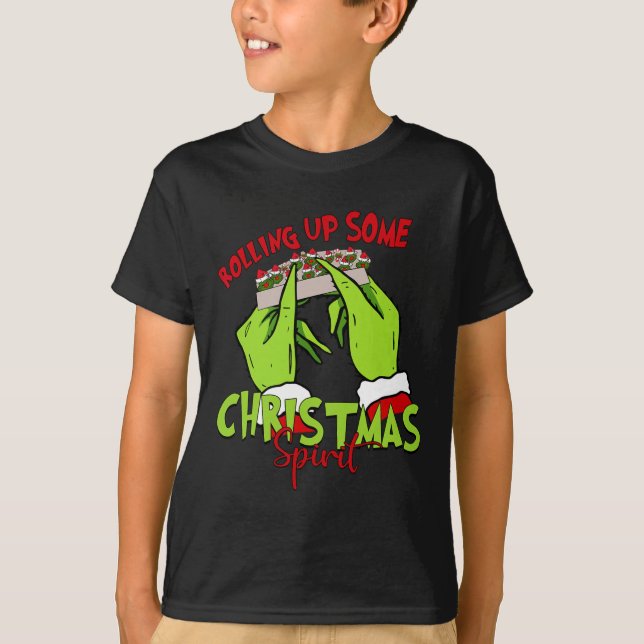 Camiseta Envolvendo alguns Papais noeis de Natal Espírito N (Frente)