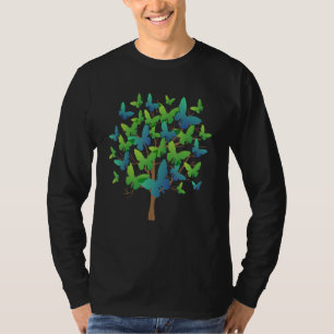 Camiseta Enxame de Borboleta Azul Morpho Lepidoptera Entomo