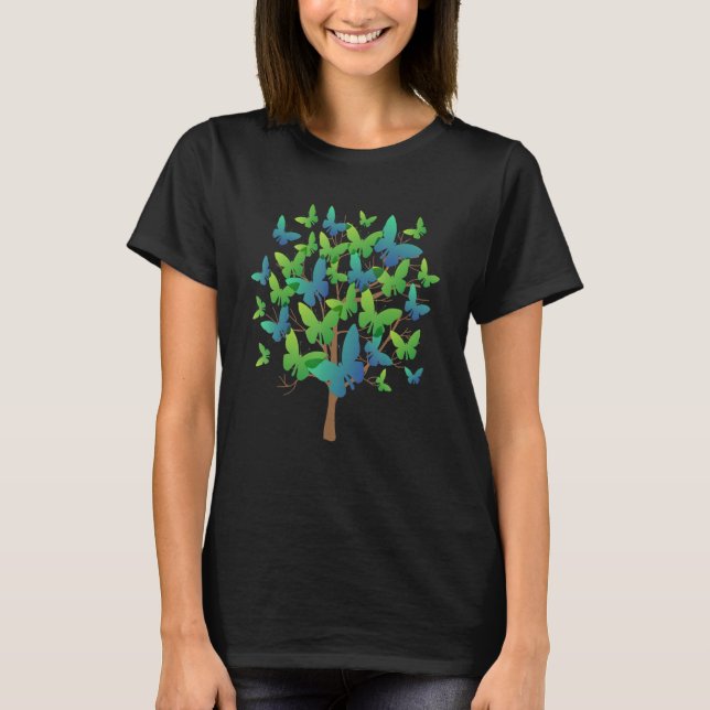 Camiseta Enxame de Borboleta Azul Morpho Lepidoptera Entomo (Frente)
