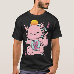 Camiseta Enxertado Aestético Japonês Axolotl Com Hope Kanji