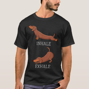 Camiseta Enxertado Enxertado Engraçado Cão Yoga Inalar Exal