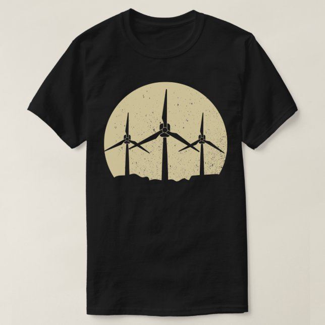 Camiseta eólica ambiental de moinhos de vento (Frente do Design)