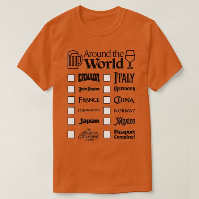 Camiseta Epcot Bebe em volta do texto negro mundial (Frente do Design)