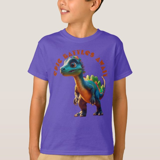 Camiseta Epic Battles Await: Dinossauro Adventure (Frente)