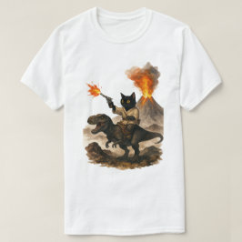 Camiseta Epic Black Cat Cowboy Voando Dinossauro com Volcan