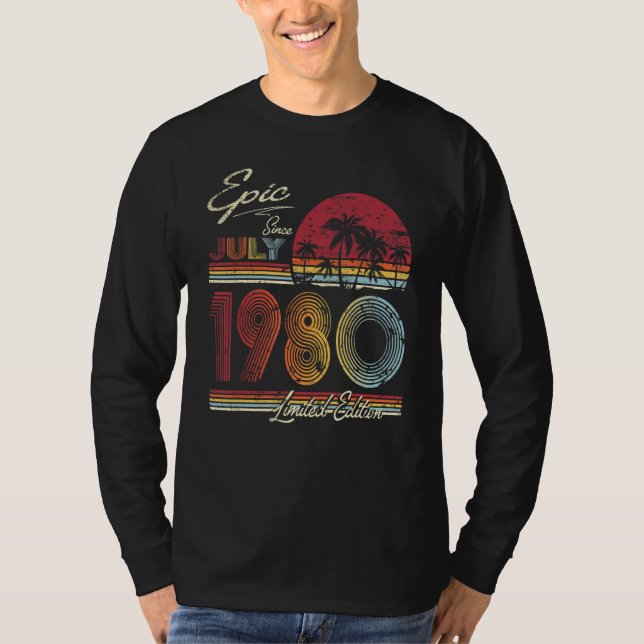 Camiseta Epic Desde Julho De 1980 42 Anos 42º Aniversário (Frente)