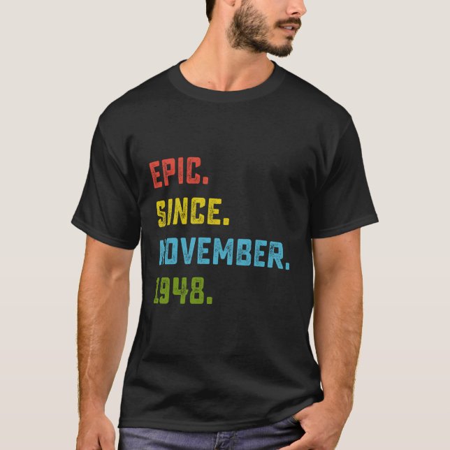 Camiseta Epic Desde Novembro De 1948 75º Aniversário Presen (Frente)