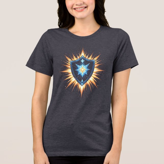Camiseta Epic Fantasy Shield with Radiant Energy Burst – Ma (Frente)