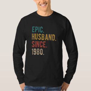 Camiseta Epic Husband Desde 1980 42º Aniversário de Casamen