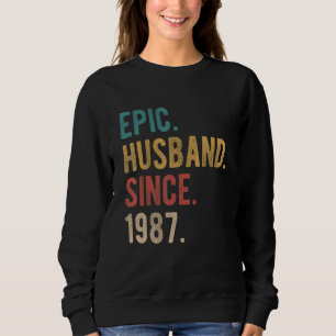 Camiseta Epic Husband desde 1987 35º Aniversário de Casamen