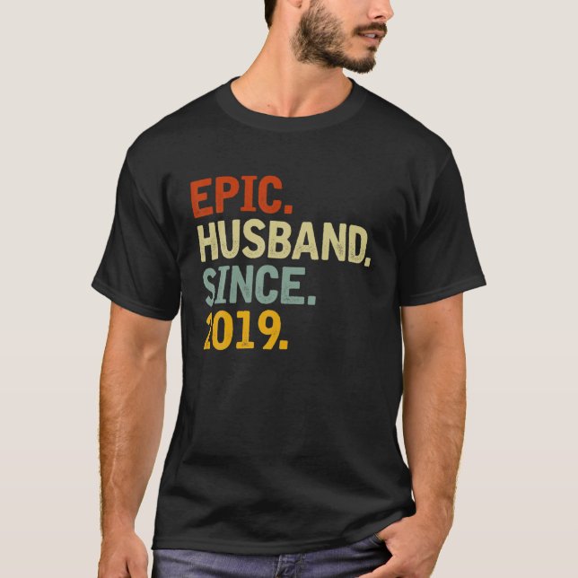 Camiseta Epic Husband Desde 2019 - Engraçada 3.ª Annive De  (Frente)