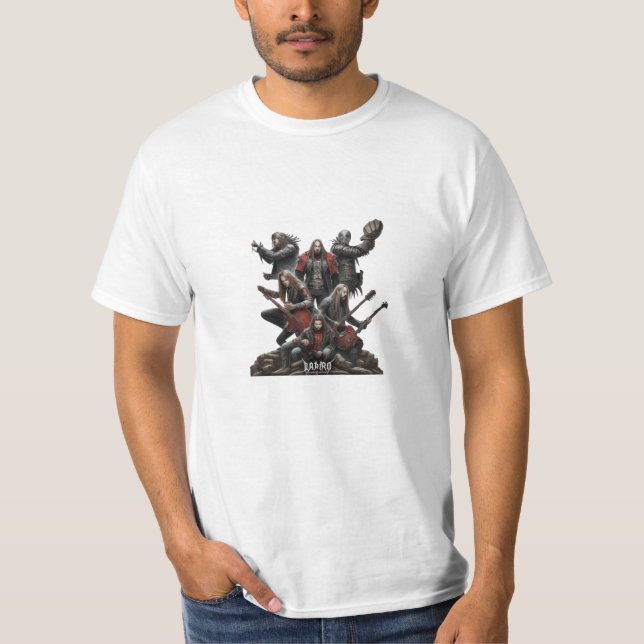 Camiseta Epic Metal Banda Art com Tema de Fantasia Escura (Frente)