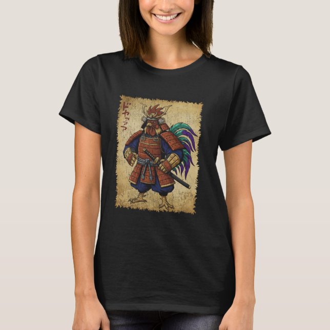 Camiseta Epic Samurai Rooster Bushido Warrior Vint (Frente)