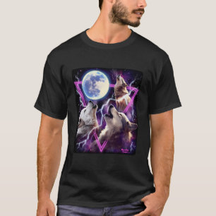 Camiseta Epic Three Wolves Howling Na Anos 80 Da Lua