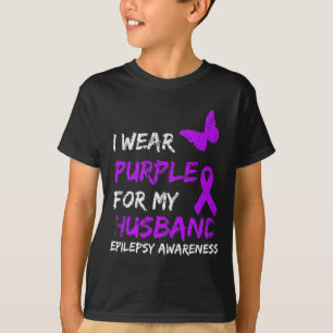 Camiseta Epilepsia Eu Uso Lilás Pelo Meu Marido Fita