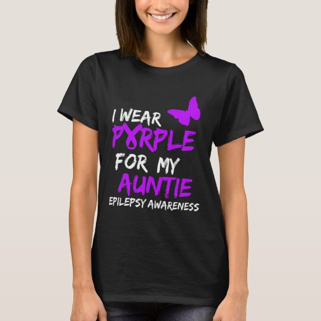 Camiseta Epilepsia Eu Visto Roxo Para Minha Tia Fita (Frente)