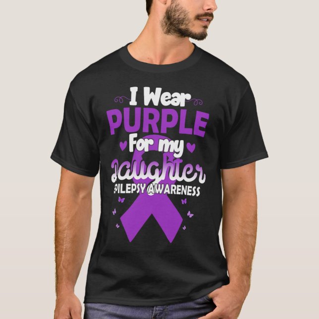 Camiseta Epilepsia Fita Eu Visto Roxo Para Minha Filha Em G (Frente)