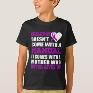 Camiseta Epilepsia Mãe Que Nunca Desiste De Fita Roxa