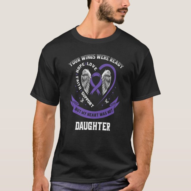Camiseta Epilepsia Roxa Sensibilização Fita Filha Coração W (Frente)