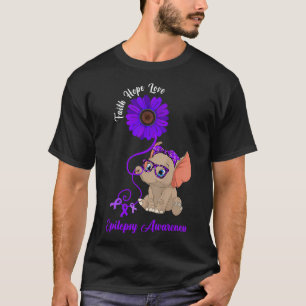 Camiseta Epilepsia Sensibilização Elefante Fé Esperança Ama