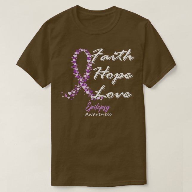 Camiseta Epilepsia Sensibilização Fé Esperança Amor Nesta F (Frente do Design)