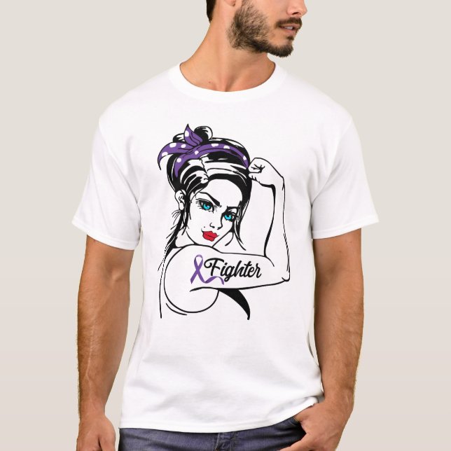 Camiseta Epilepsia Sensibilização Rosie Riveter Fighbon (Frente)